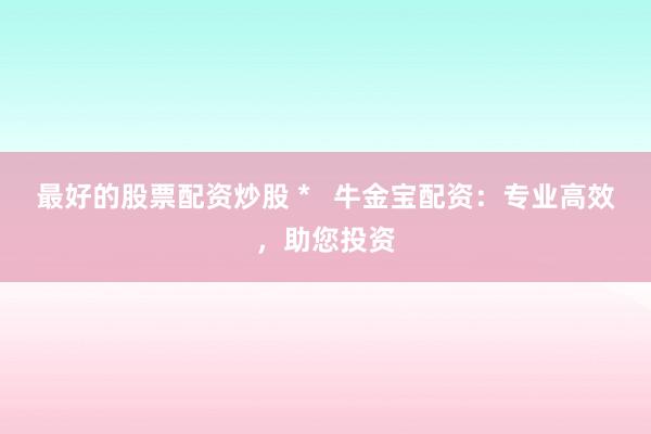 最好的股票配資炒股 * 牛金寶配資:專業高效,助您投資