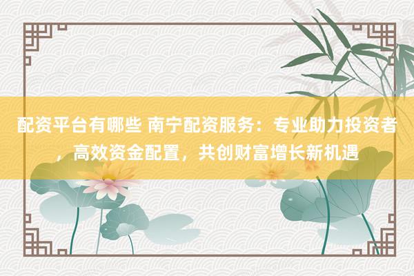 配資平臺有哪些 南寧配資服務：專業助力投資者，高效資金配置，共創財富增長新機遇