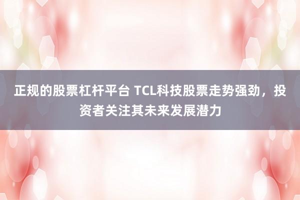 正規的股票杠桿平臺 TCL科技股票走勢強勁，投資者關注其未來發展潛力