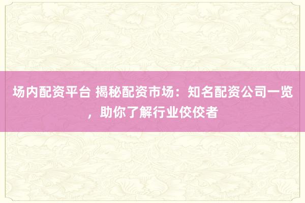 場內配資平臺 揭秘配資市場:知名配資公司一覽,助你了解行業佼佼者